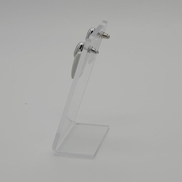 Vintage White Silver Tone Door Knocker Earrings Art Deco Moveable Drop M1 - Picture 5 of 6